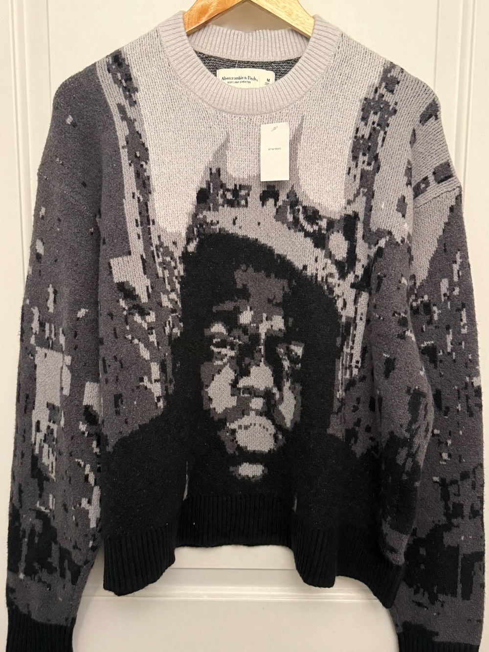 NWT Abercrombie & Fitch Soft A&F Notorious B.I.G. Graphic Knit Crewneck Sweater